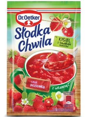 Kisiel Slodka Chwila z kawalkami owoc&oacute;w smak poziomkowy Dr. Oetker 31,5g