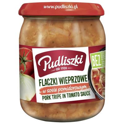 Pudliszki Flaczki Wieprzowe w sosie pomidorowym - Schweinepansen in Tomatensoße 500g