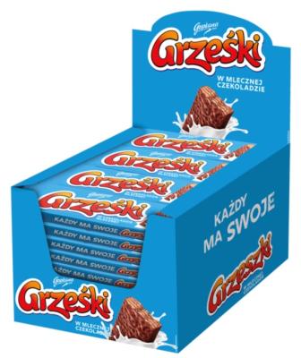 36x Grzeski Polnischer Waffelriegel mit Milchschokolade 36g