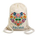 Plecak Worek Folklor Serce Polska, natural