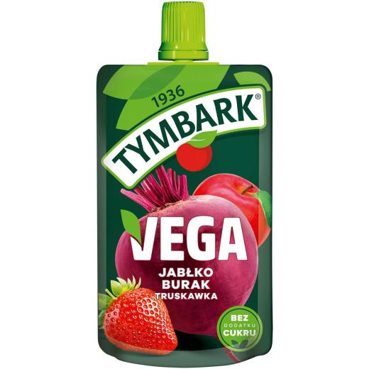 Tymbark Vega Jablko Burk Truskawka 100g Muss Apfel, Rote Beete, Erdbeere